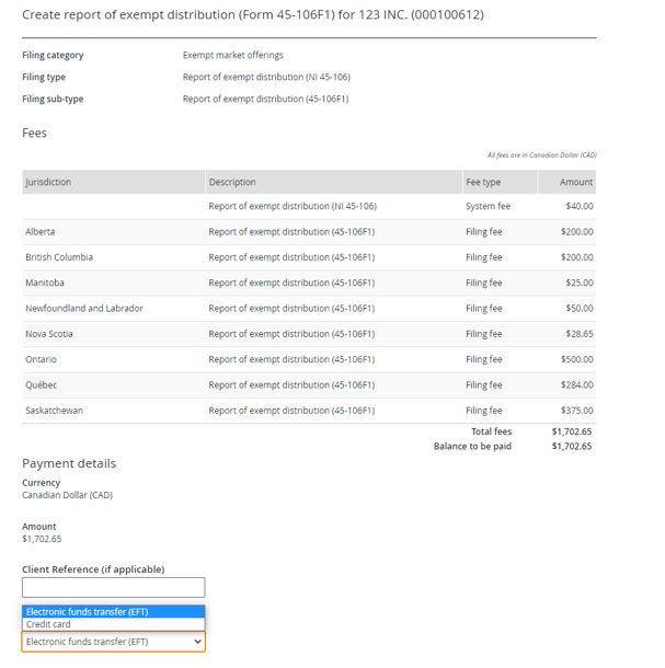 Payment method (credit card or electronic funds transfer) - SEDAR+ Help ...